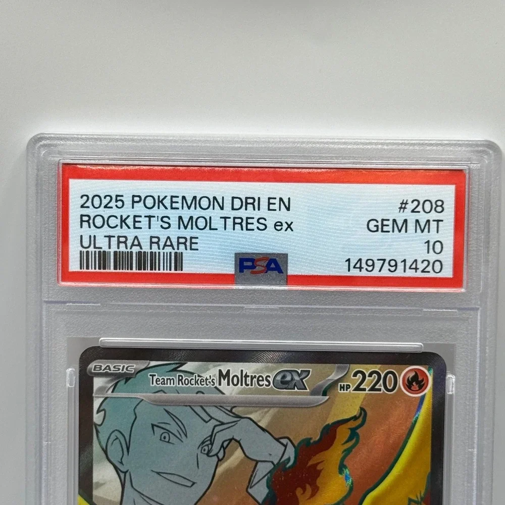 2025 Pokemon DRI EN Team Rocket's Moltres ex 208/182 Ultra Rare PSA 10 Gem Mint